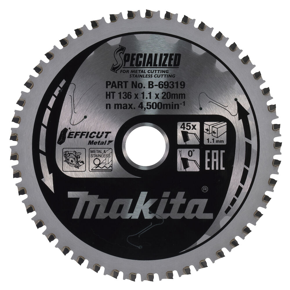 Metal circular saw blade 136x20x1.1 stainless steel