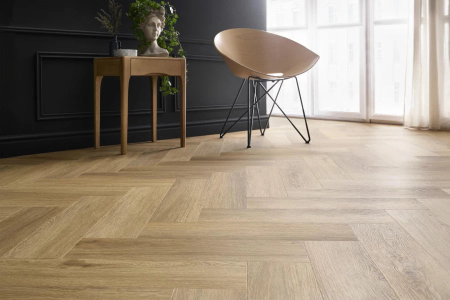 Herringbone Pattern Vinyl Floor Bourbon Oak Acoustic KL33