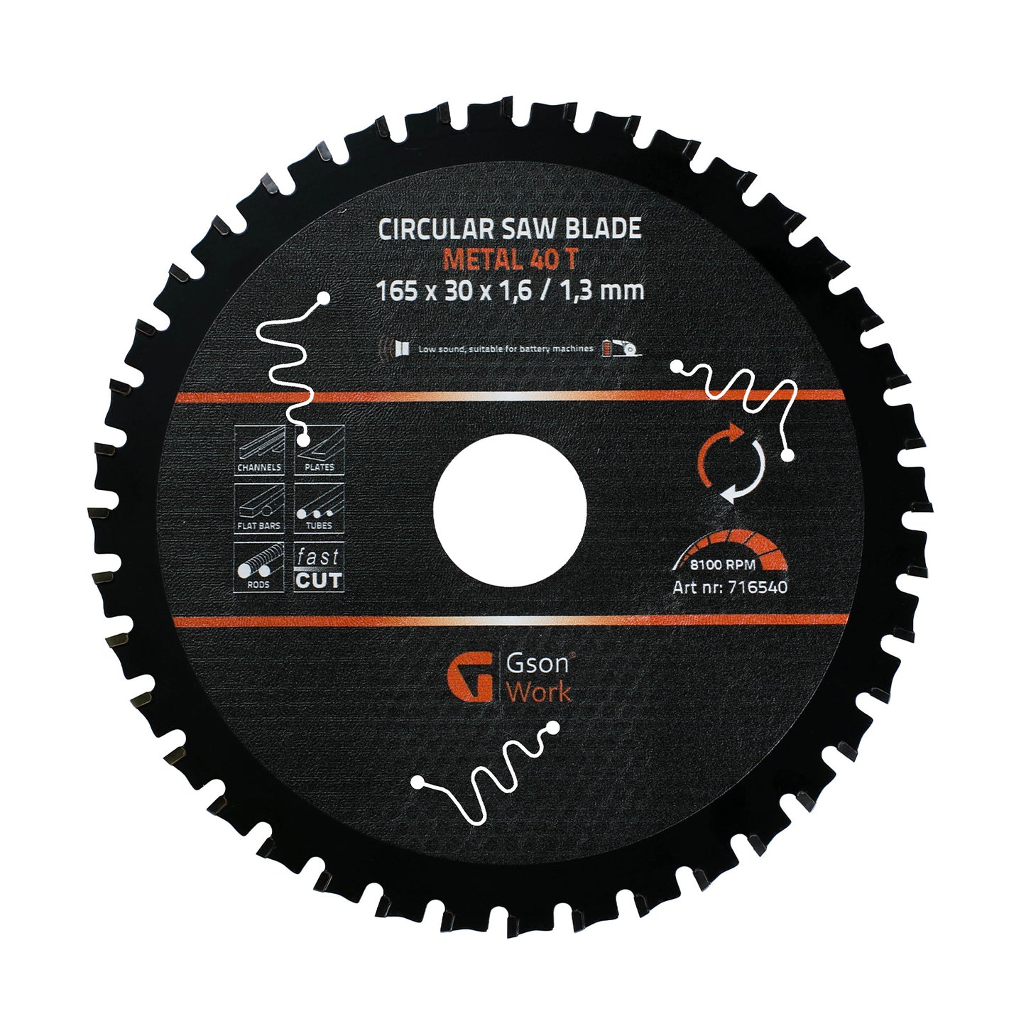 Cirkelsåg för metall 40T – 165 x 30 x 1,6 / 1,3 mm