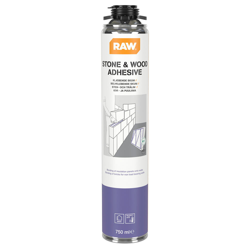 Sten- och trälim RAW M1 750 ml – starkt polyuretanlim för byggprojekt