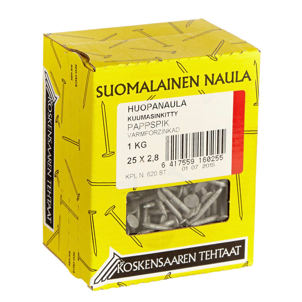 Kuumasinkitty paperinaula 25 × 2,8 mm, 1 kg (91PF)