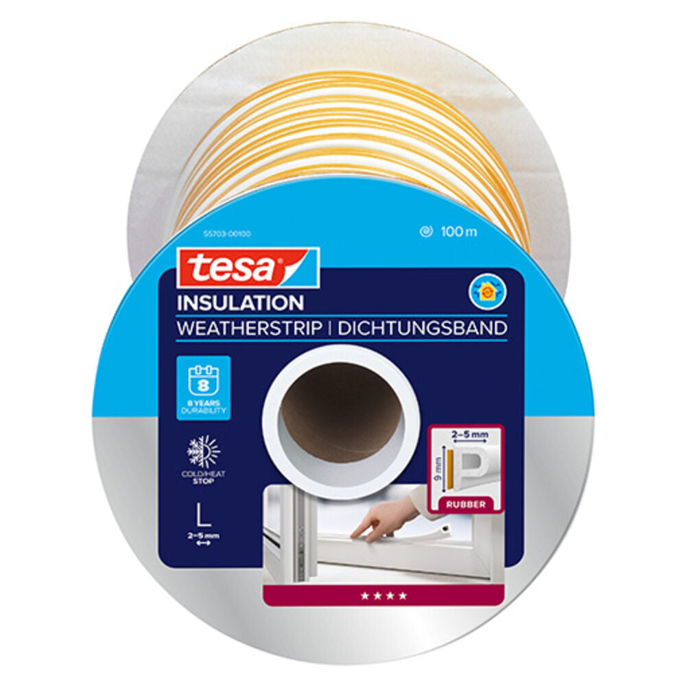 tesa EPDM sealing strip E-profile 9×4 mm - White