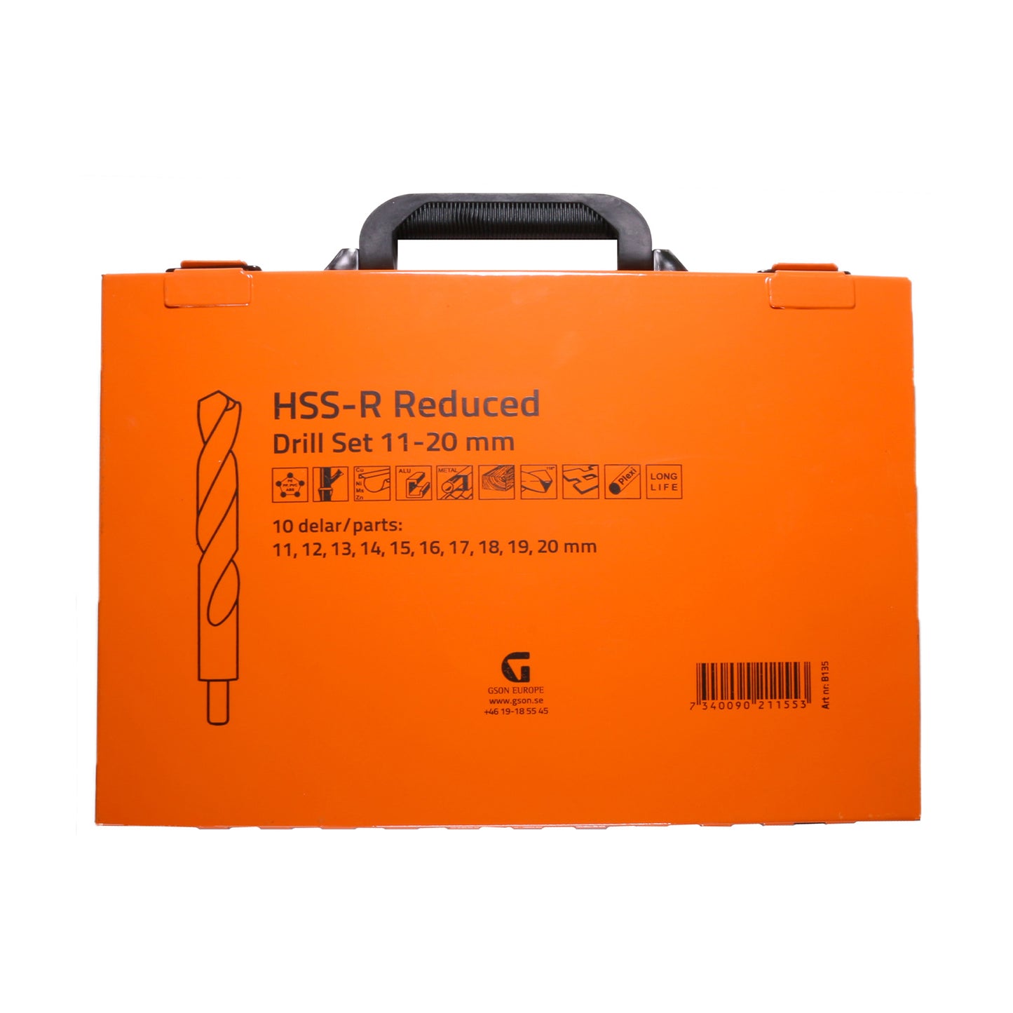HSS-R Borrset – 10 delar 11–20 mm | Reducerat skaft
