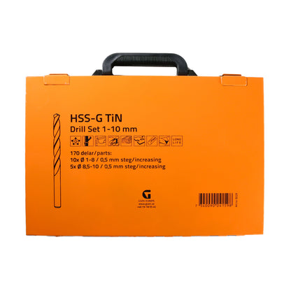 HSS-G TiN Borrkit – 170 delar 1–10 mm | Titanbelagda borrar