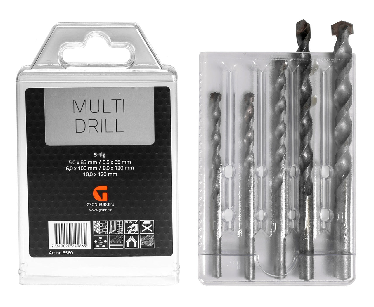 Universalborr Set 5-pack 5–10 mm | Tungstenskarbid