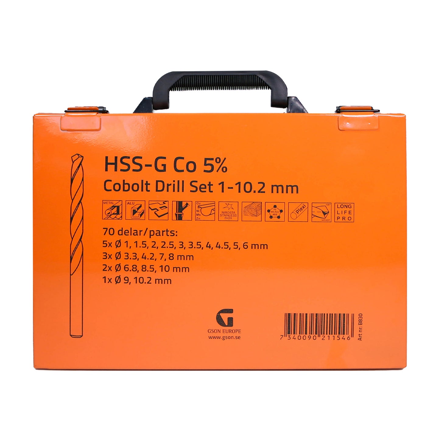 HSS-G Cobolt 5% Borrset – 70 delar 1–10,2 mm | Kobaltborrar
