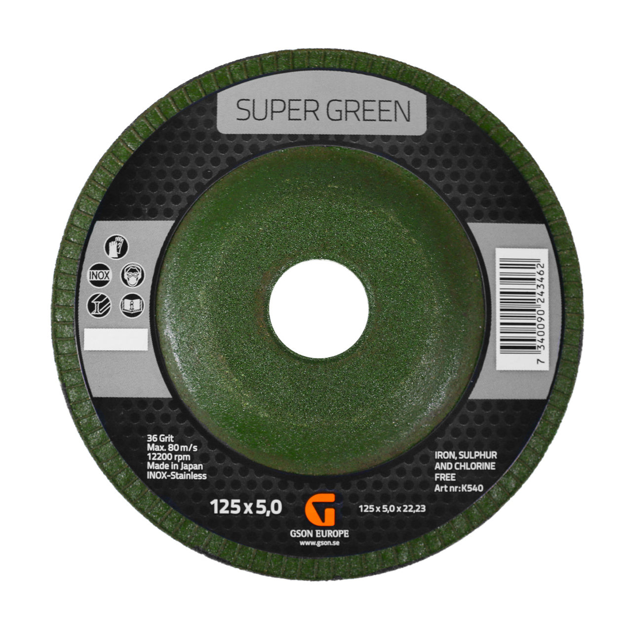Super Green lamellrondell 125 × 5 × 22,23 mm