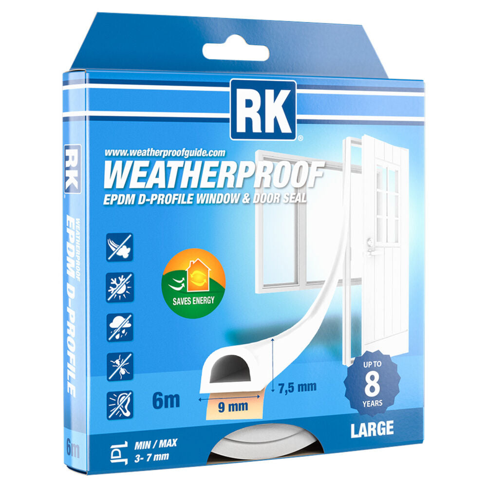 RK EPDM sealing strip D-profile 9×7.5 mm – White