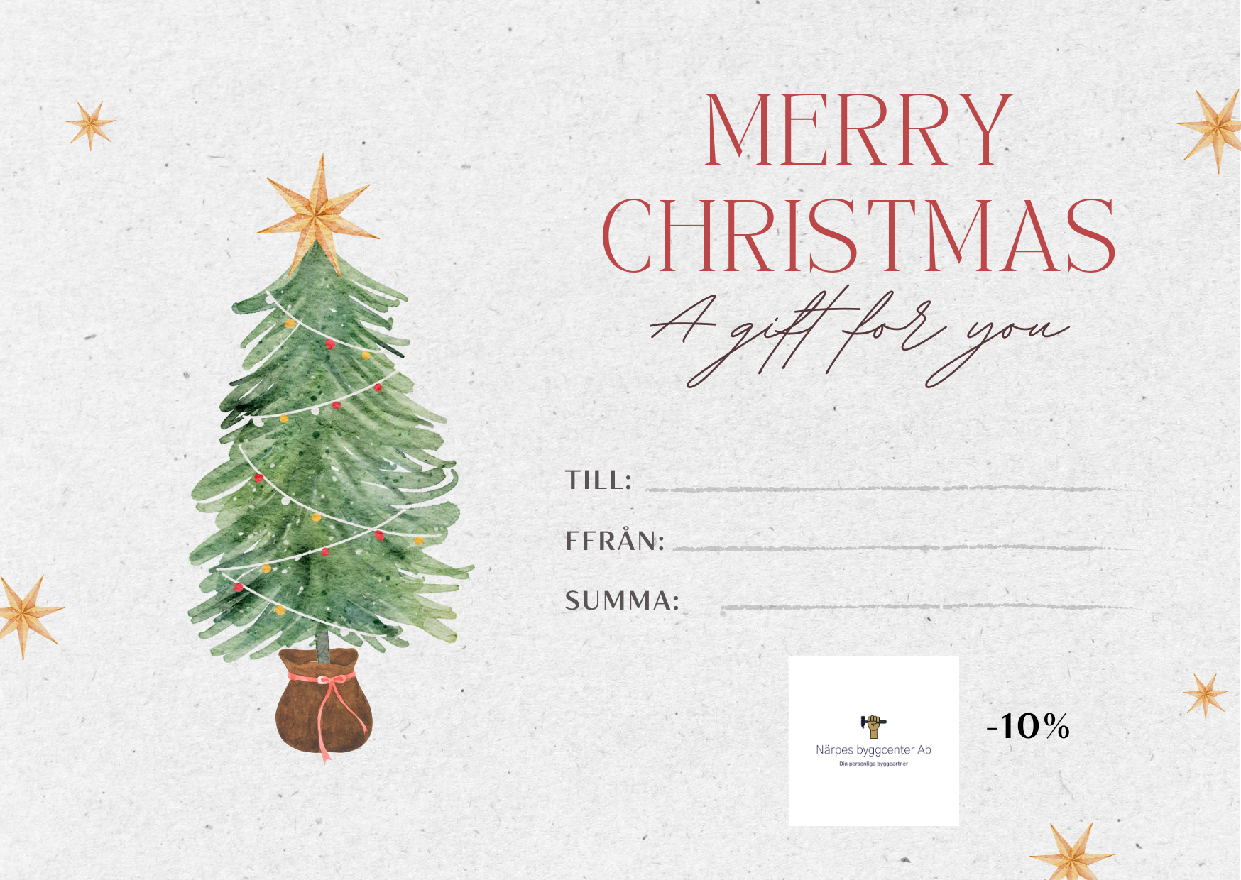 Presentkort till Närpes byggcenter som julklapp!