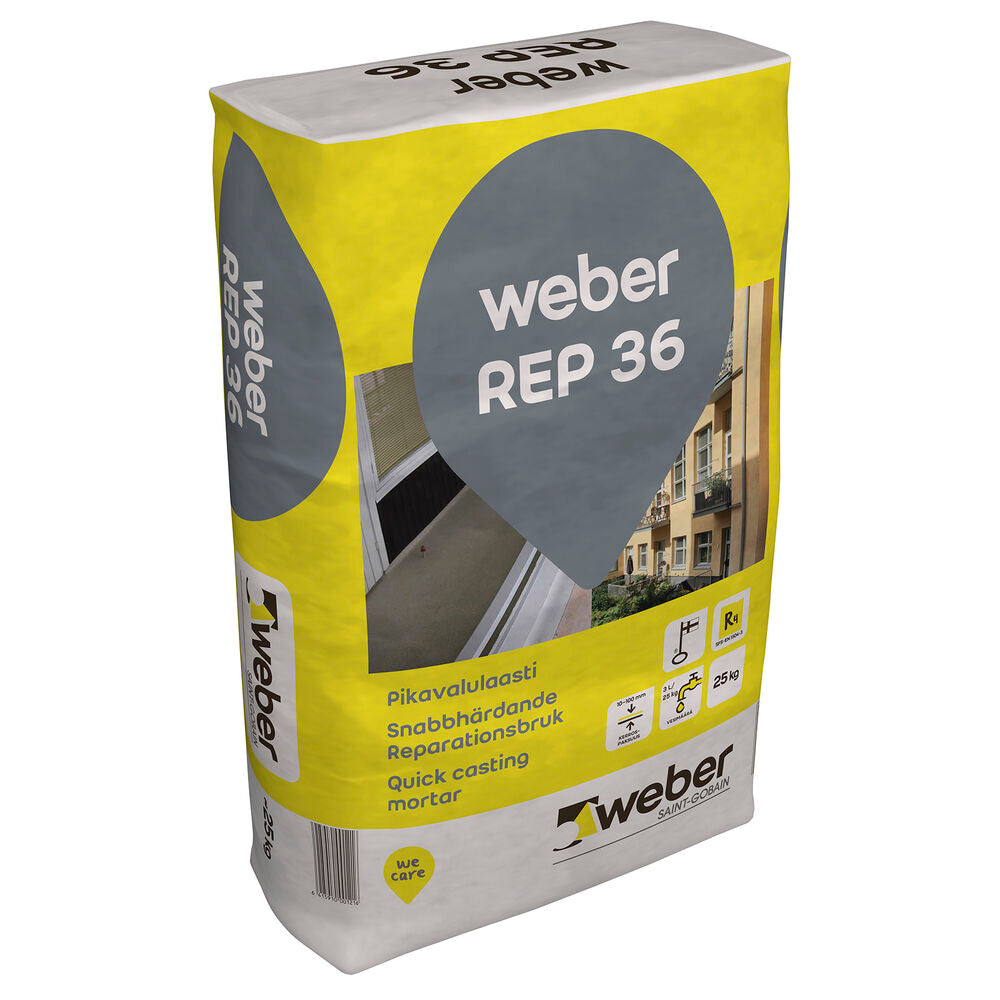 Snabbgjutningsbruk weber REP 36, 25 kg – R4 reparationsbruk för betong